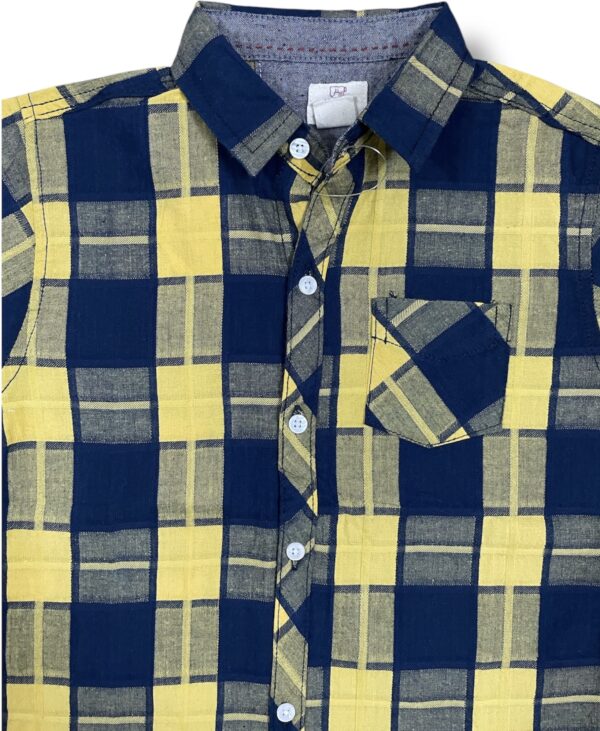 Yellow And Navy Plaid Shirt For Boys - Image 3