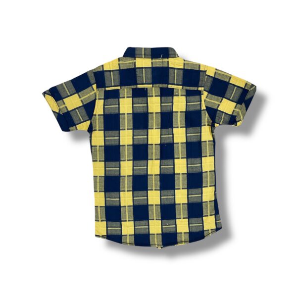 Yellow And Navy Plaid Shirt For Boys - Image 2